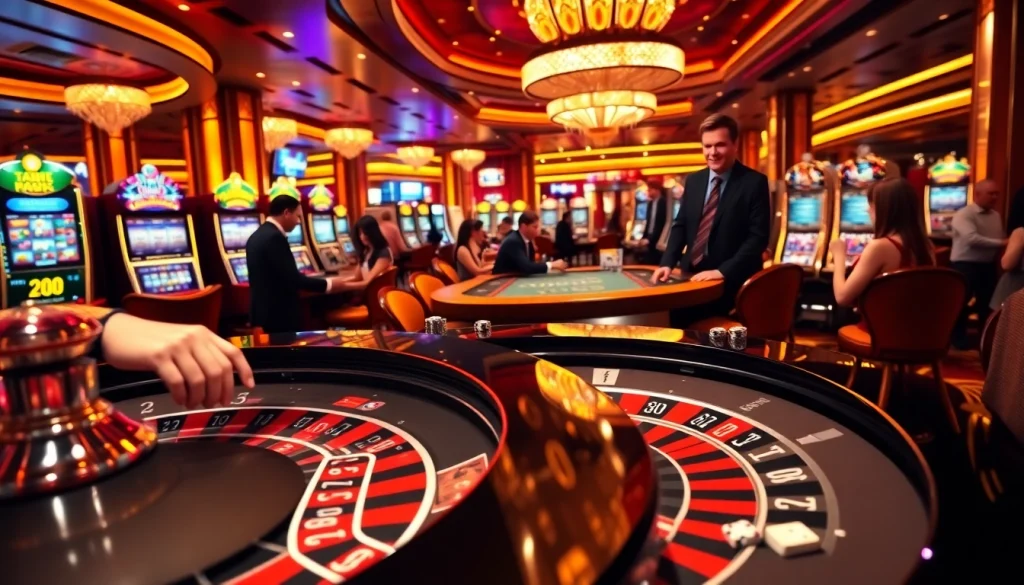 Guests enjoying games at qq88.co.com casino, featuring blackjack, poker chips, and roulette.
