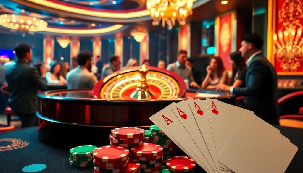 79king players celebrating at a vibrant casino table with roulette, cards, and chips.