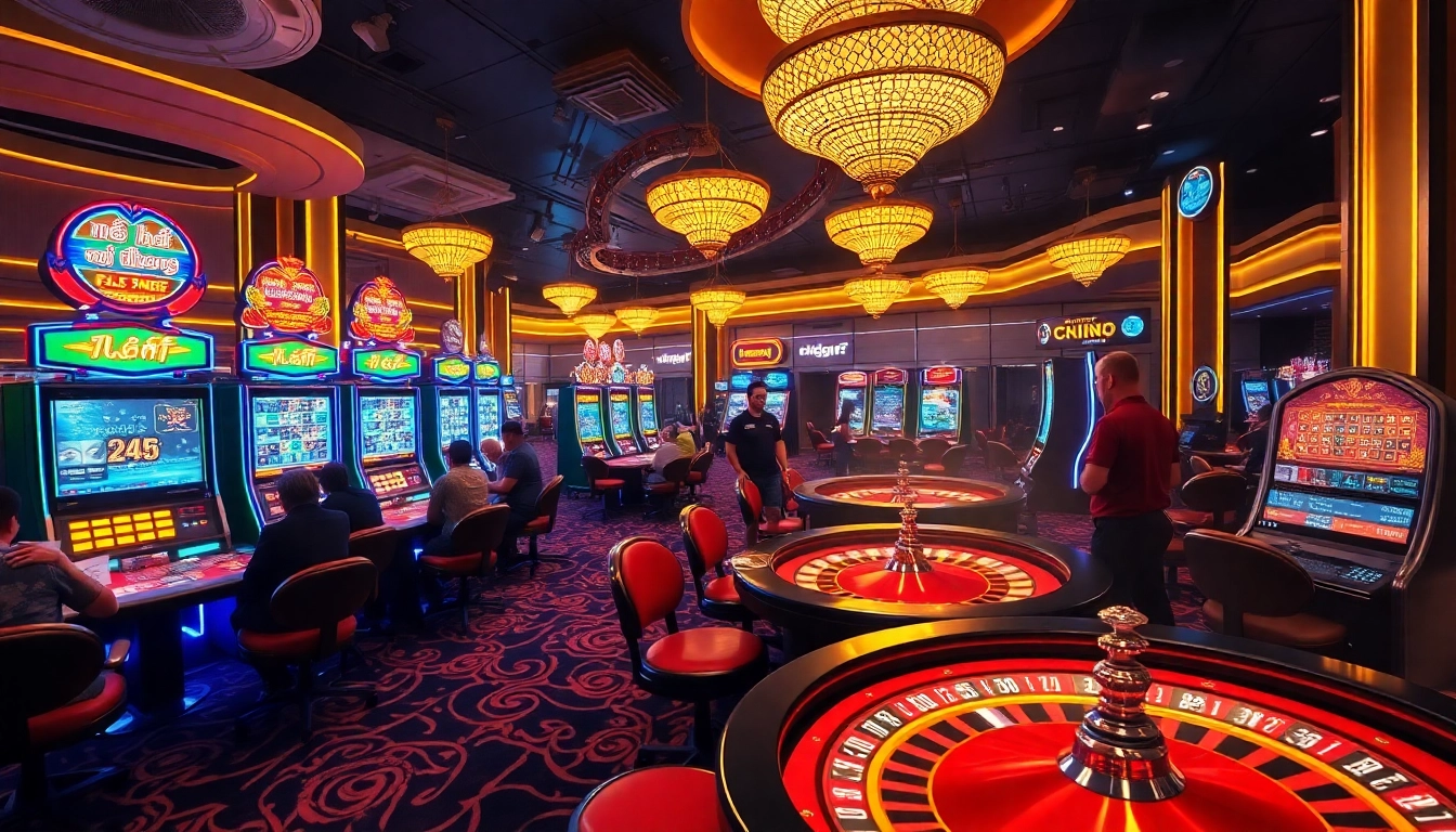Experience the thrill of nổ hũ đổi thưởng in an exciting casino setting where players pursue jackpots.
